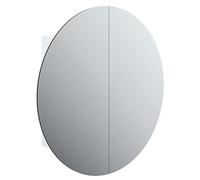 vidaXL Armoire de Salle de Bain Miroir Rond et LED Armoire de Rangement Meuble-lavabo de Toilette Maison Intérieur Blanc 54x54x17,5 cm
