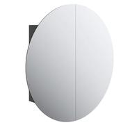 vidaXL Armoire de Salle de Bain Miroir Rond et LED Armoire de Rangement Meuble-lavabo de Toilette Maison Intérieur Noir 54x54x17,5 cm