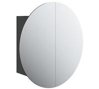 vidaXL Armoire de Salle de Bain Miroir Rond et LED Armoire de Rangement Meuble-lavabo de Toilette Maison Intérieur Noir 40x40x17,5 cm