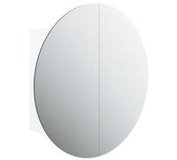 vidaXL Armoire de Salle de Bain Miroir Rond et LED Armoire de Rangement Meuble-lavabo de Toilette Maison Intérieur Blanc 47x47x17,5 cm