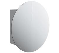 vidaXL Armoire de Salle de Bain Miroir Rond et LED Armoire de Rangement Meuble-lavabo de Toilette Maison Intérieur Gris 47x47x17,5 cm