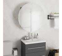 vidaXL Armoire de salle de bain miroir rond et LED Gris 47x47x17,5 cm