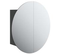 vidaXL Armoire de salle de bain miroir rond et LED Noir 47x47x17,5 cm