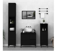 vidaXL Armoire de salle de bain noir 30x30x190 cm bois d'ingénierie 819797