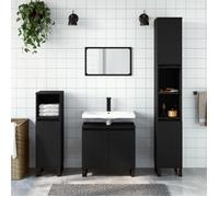vidaXL Armoire de salle de bain noir 30x30x190 cm bois d'ingénierie 831541