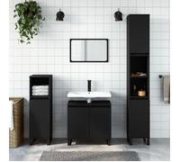 Vidaxl Armoire De Salle De Bain Noir 58x33x60 Cm Bois D'ingénierie Marron