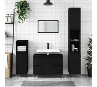 Vidaxl Armoire De Salle De Bain Noir 80x33x60 Cm Bois D'ingénierie Marron