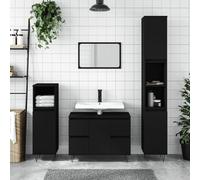 Vidaxl Armoire De Salle De Bain Noir 80x33x60 Cm Bois D'ingénierie Marron