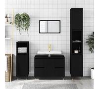Vidaxl Armoire De Salle De Bain Noir 80x33x60 Cm Bois D'ingénierie Marron