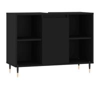 vidaXL Armoire de Salle de Bain, Placard avec Compartiment et 4 Étagères, Meuble de Rangement avec Pieds Toilette, Moderne, Noir Bois d'Ingénierie