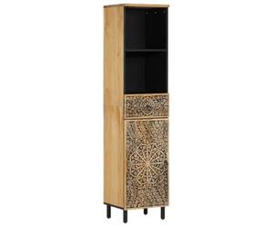 vidaXL Armoire de Salle de Bain, Placard de Toilette avec Étagère et Compartiment, Meuble de Rangement, Rétro, Bois Massif de Manguier