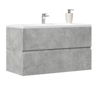 Vidaxl Armoire De Salle De Bain Suspendue Gris Béton Bois D'ingénierie Marron