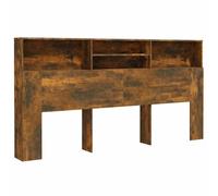vidaXL Armoire de Tête de Lit Murale Meuble de Chambre à Coucher Tête de Lit avec Rangement Accessoire de Lit Double Chêne Fumé 200x19x103,5 cm