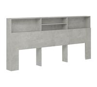 vidaXL Armoire de Tête de Lit Murale Meuble de Chambre à Coucher Tête de Lit avec Rangement Accessoire de Lit Intérieur Gris Béton 220x19x103,5 cm