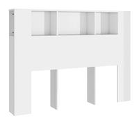 vidaXL Armoire de Tête de Lit Murale Meuble de Chambre à Coucher Tête de Lit avec Rangement Accessoire de Lit Blanc Brillant 140x18,5x104,5 cm