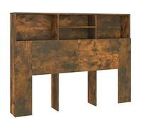 vidaXL Armoire de Tête de Lit Murale Meuble de Chambre à Coucher Tête de Lit avec Rangement Accessoire de Lit Double Chêne Fumé 140x19x103,5 cm