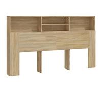 vidaXL Armoire de Tête de Lit Murale Meuble de Chambre à Coucher Tête de Lit avec Rangement Accessoire de Lit Intérieur Chêne Sonoma 180x19x103,5 cm
