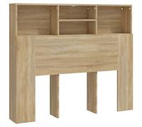 vidaXL Armoire de Tête de Lit Murale Meuble de Chambre à Coucher Tête de Lit avec Rangement Accessoire de Lit Intérieur Chêne Sonoma 120x19x103,5 cm