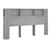 vidaXL Armoire de Tête de Lit Murale Meuble de Chambre à Coucher Tête de Lit avec Rangement Accessoire de Lit Double Sonoma Gris 180x18,5x104,5 cm