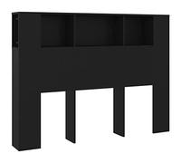vidaXL Armoire de Tête de Lit Murale Meuble de Chambre à Coucher Tête de Lit avec Rangement Accessoire de Lit Intérieur Noir 140x18,5x104,5 cm