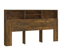 vidaXL Armoire de tête de lit murale avec rangement Chêne fumé Lit double 180x19x103,5 cm