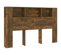 vidaXL Armoire murale tête de lit Meuble de chambre avec rangement Chêne fumé 160x18,5x104,5 cm