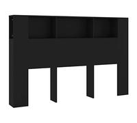 vidaXL Armoire de Tête de Lit Murale Meuble de Chambre à Coucher Tête de Lit avec Rangement Accessoire de Lit Intérieur Noir 160x18,5x104,5 cm