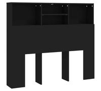 vidaXL Armoire de Tête de Lit Murale Meuble de Chambre à Coucher Tête de Lit avec Rangement Accessoire de Lit Intérieur Noir 120x19x103,5 cm
