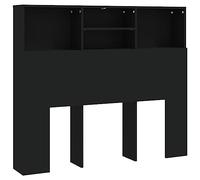 vidaXL Armoire de Tête de Lit Murale Meuble de Chambre à Coucher Tête de Lit avec Rangement Accessoire de Lit Intérieur Noir 120x19x103,5 cm