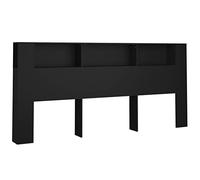 vidaXL Armoire de Tête de Lit Murale Meuble de Chambre à Coucher Tête de Lit avec Rangement Accessoire de Lit Intérieur Noir 220x18,5x104,5 cm