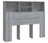 vidaXL Armoire de Tête de Lit Murale Meuble de Chambre à Coucher Tête de Lit avec Rangement Accessoire de Lit Double Sonoma Gris 120x19x103,5 cm