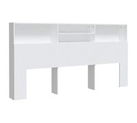 vidaXL Armoire de Tête de Lit Murale Meuble de Chambre à Coucher Tête de Lit avec Rangement Accessoire de Lit Intérieur Blanc 200x19x103,5 cm