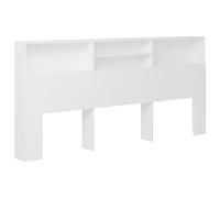 vidaXL Armoire de Tête de Lit Murale Meuble de Chambre à Coucher Tête de Lit avec Rangement Accessoire de Lit Intérieur Blanc 220x19x103,5 cm