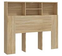 vidaXL Armoire de Tête de Lit Murale Meuble de Chambre à Coucher Tête de Lit avec Rangement Accessoire de Lit Intérieur Chêne Sonoma 120x19x103,5 cm
