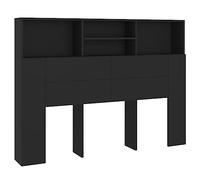vidaXL Armoire de Tête de Lit Murale Meuble de Chambre à Coucher Tête de Lit avec Rangement Accessoire de Lit Intérieur Noir 140x19x103,5 cm
