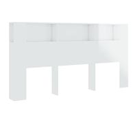 vidaXL Armoire de Tête de Lit Murale Meuble de Chambre à Coucher Tête de Lit avec Rangement Accessoire de Lit Blanc Brillant 200x18,5x104,5 cm