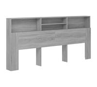 vidaXL Armoire de Tête de Lit Murale Meuble de Chambre à Coucher Tête de Lit avec Rangement Accessoire de Lit Double Sonoma Gris 220x19x103,5 cm