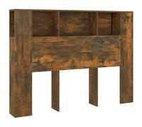 vidaXL Armoire de Tête de Lit Murale Meuble de Chambre à Coucher Tête de Lit avec Rangement Accessoire de Lit Double Chêne Fumé 140x18,5x104,5 cm