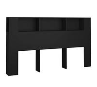 vidaXL Armoire de Tête de Lit Murale Meuble de Chambre à Coucher Tête de Lit avec Rangement Accessoire de Lit Intérieur Noir 180x18,5x104,5 cm