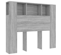 vidaXL Armoire de tête de lit avec rangement pour lit double Sonoma Gris 120x18,5x102,5 cm