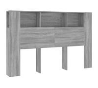 vidaXL Meuble de tête de lit mural avec rangement pour lit double Sonoma Gris 160x18,5x104,5 cm