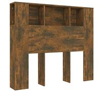vidaXL Armoire de Tête de Lit, Tête de Lit avec Rangement, Accessoire de Lit Double, Meuble de Chambre à Coucher Intérieur, Chêne Fumé 120x18,5x102,5 cm