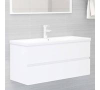 vidaXL Armoire d'Evier avec Lavabo Intégré Placard de Salle de Bain Meuble de Rangement Armoire de Rangement Toilette Intérieur Blanc Aggloméré