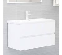 Vidaxl Armoire D'évier Avec Lavabo Intégré Blanc Aggloméré Blanc