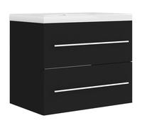 vidaXL Armoire d'Evier avec Lavabo Intégré Meuble de Salle de Bain Armoire de Rangement avec Vasque Toilette Intérieur Noir Bois d'Ingénierie