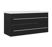 vidaXL Armoire d'Evier avec Lavabo Intégré Meuble de Salle de Bain Armoire de Rangement avec Vasque Toilette Intérieur Noir Bois d'Ingénierie