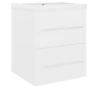 vidaXL Armoire d'évier avec lavabo intégré Blanc Aggloméré