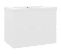 vidaXL Armoire d'évier avec lavabo intégré Blanc Bois d'ingénierie