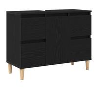 vidaXL Armoire d'évier Chêne Noir 80 x 33 x 60 cm Bois d'ingénierie, Meuble de Salle de Bain, Cabinet Mural, Design Moderne, Grand Espace de Rangement, pour Une déco élégante