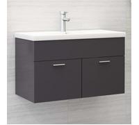 vidaXL Armoire d'évier Gris brillant 80x38,5x46 cm Aggloméré